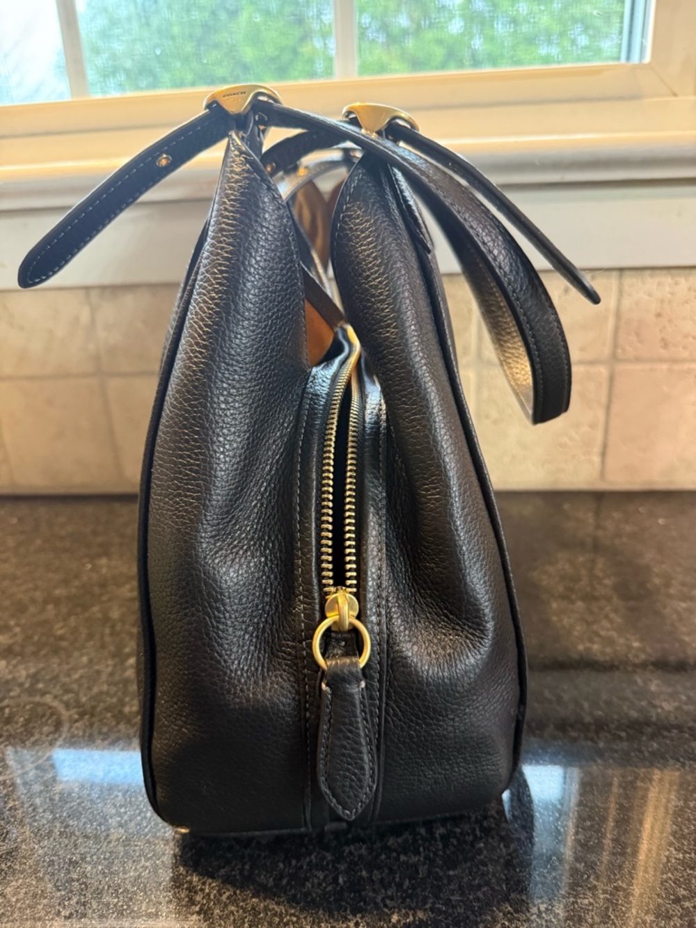 Coach Bella Black Pebbled Leather Shoulder Bag - Picture 5 of 15